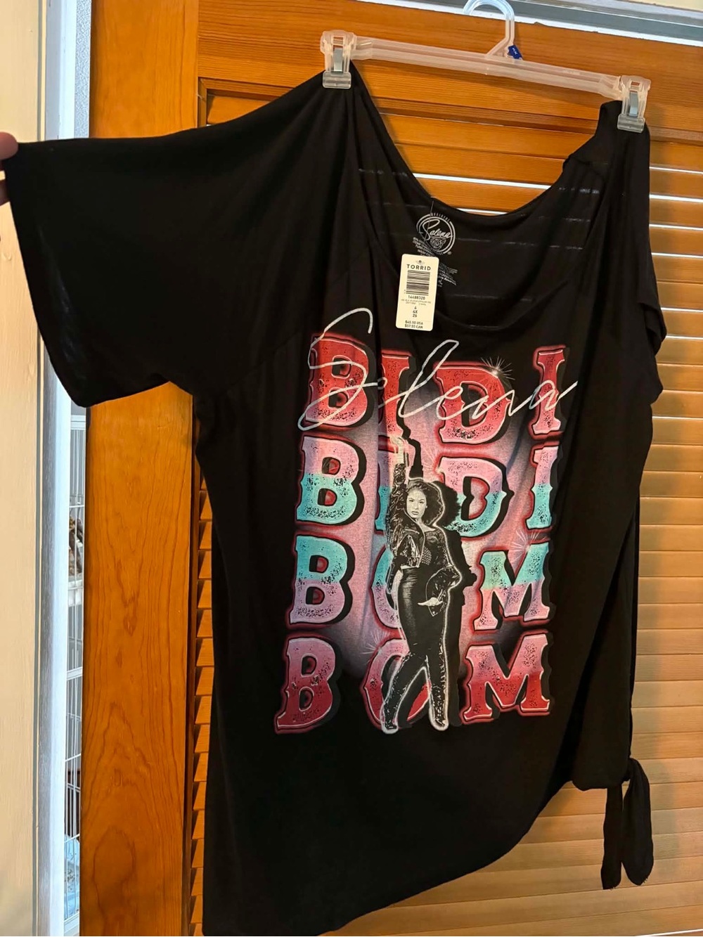 torrid Black Graphic Tee with Multicolor 'Bidi Bidi Bom Bom' Print and Side Tie